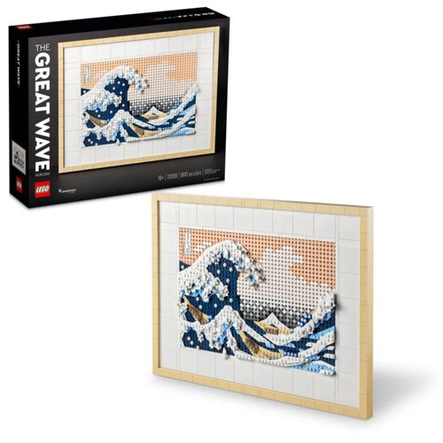 LEGO Art Hokusai La Gran Ola - Set de construcción de arte mural japonés enmarcado - Decoración de pared única para el hogar, la