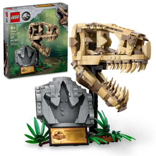 LEGO Jurassic World: Fósiles de Dinosaurio: Cráneo de T. rex, Dinosaurio de Juguete para Niños y Niñas, Set Educativo de Modelo