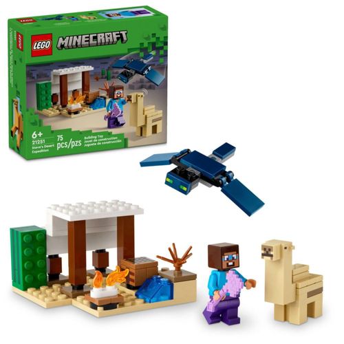 LEGO Minecraft: Expedición al desierto de Steve, juguete de construcción, bioma con casa de Minecraft y figuras de acción, regal