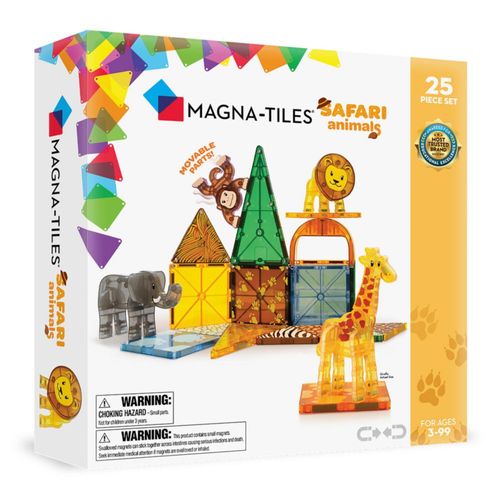 Juego de construcción magnético de 25 piezas MAGNA-TILES Safari Animals, la marca ORIGINAL de construcción magnética