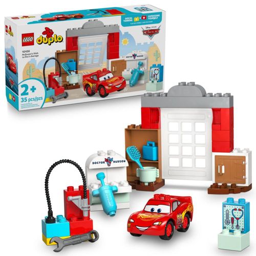 LEGO DUPLO Disney y Pixar Cars: Visita de McQueen al taller de Doc - Juguete de Rayo McQueen para niños y niñas en edad preescol