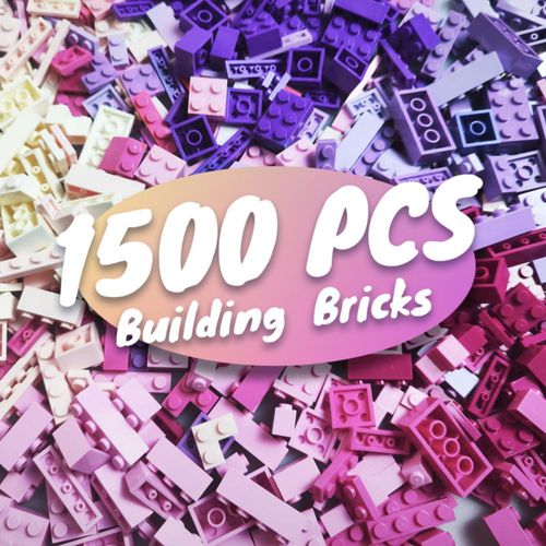 Juego de bloques de construcción de 1500 piezas para niñas de 6, 7, 8 y 12 años, bloques pequeños clásicos (rosa, morado y blanc