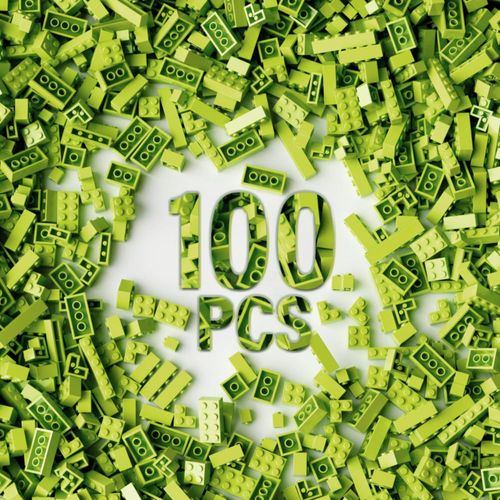 Bloques de construcción clásicos de 100 piezas, verde hierba, compatibles con piezas Lego (color: verde)