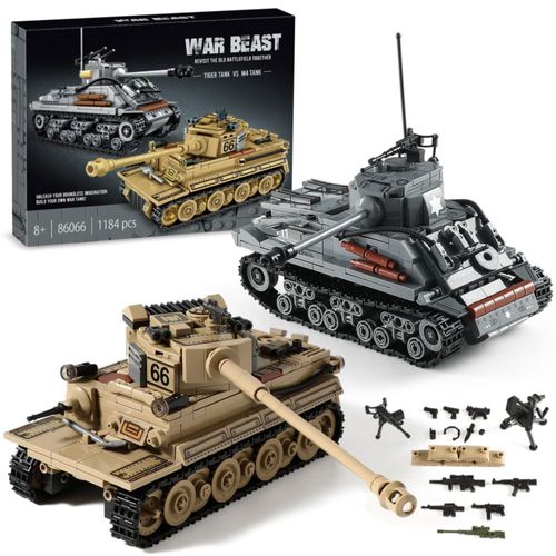 Kit de construcción de tanques del ejército de la Segunda Guerra Mundial compatible con Lego. Crea modelos de un Tiger alemán y