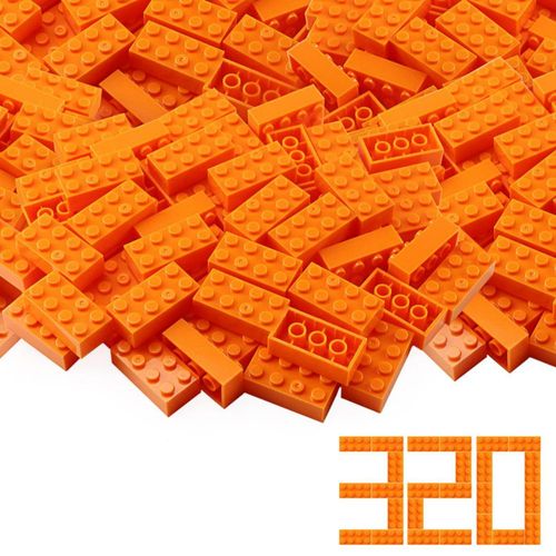 Feleph Classic 2x4 Bricks Naranja 320 Piezas Kits de Construcción Juego Creativo Bloques Básicos Accesorios de Juguete Compatibl