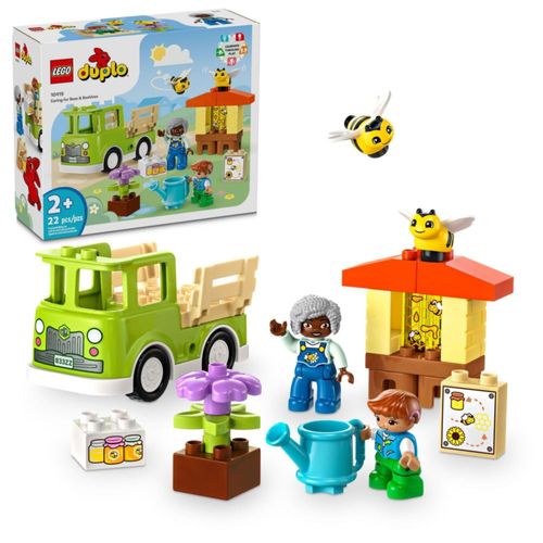 LEGO DUPLO Town: Cuidado de abejas y colmenas. Juguete de aprendizaje para niños en edad preescolar, 2 figuras y un camión manej