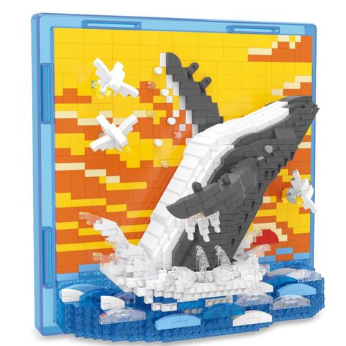 BseSparklion - Juego de microbloques de construcción 3D con diseño de ballena, ideal para decorar paredes o mesas, no compatible