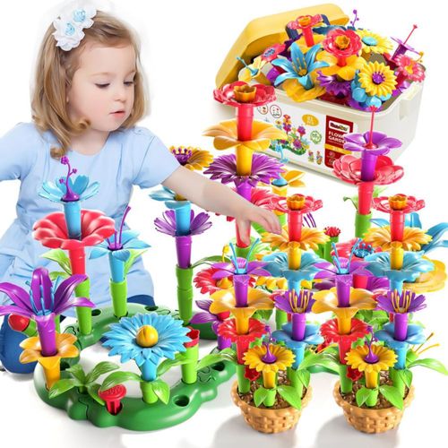 Juguetes Garbo Star Girl para niñas de 2, 3, 4, 5 y 6 años, regalo de cumpleaños, juego de construcción de jardín de flores para