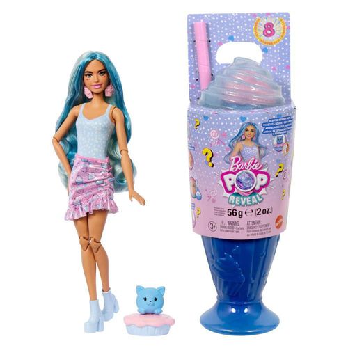 Muñeca de moda Barbie Pop Reveal Series con accesorios, serie Treat, temática de cupcakes con mascota, 8 sorpresas que incluyen