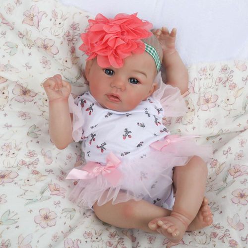 Muñecas bebé renacidas realistas WOOROY, 18 pulgadas, realistas, recién nacidas, ojos abiertos, niña, cuerpo de tela suave real,