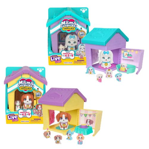 Conjunto de juego de casita para perros Little Live Pets, colección Mama Surprise Families Beagle y Maltés, juego interactivo pl