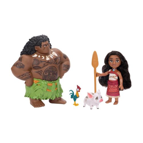 Disney Moana 2 Moana & Maui - Juego de muñecas pequeñas de 6 pulgadas para niñas, incluye Pua y HEI HEI, licencia oficial, ideal