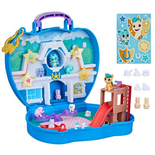 My Little Pony Mini World Magic Compact Creation Critter Corner Juguete, juego para construir con Hitch Trailblazer Pony para ni