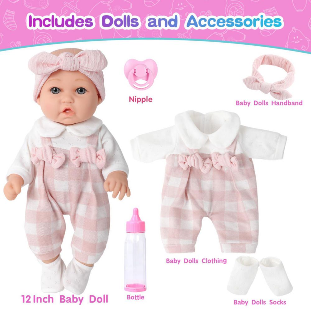Set De Muñeca Bebé De Baño De 24 Piezas | Con Bañera, Ropa, Chupete Y Accesorios De Cuidado | Regalo Para Niños De 2 A 4 Años