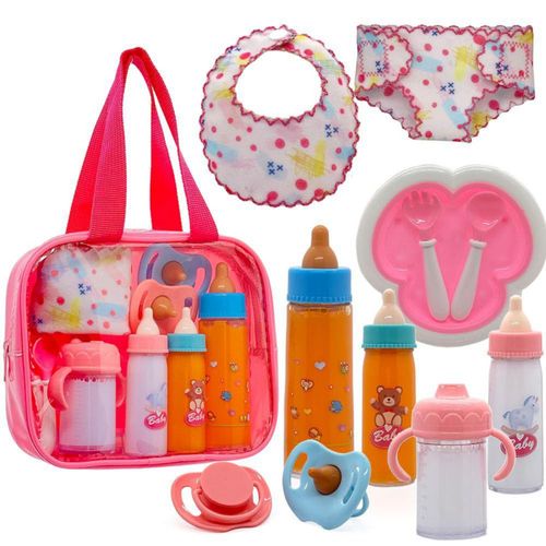Juego de biberones mágicos para muñecas bebé: 11 piezas de juego de simulación de alimentación de muñecas con biberones que desa