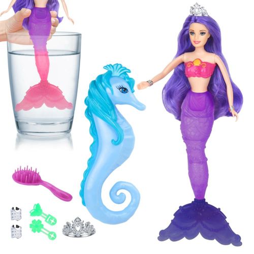 BETTINA - Juego de muñecas sirena que cambian de color, princesa sirena con cola que cambia de color, juguetes de sirena con cab
