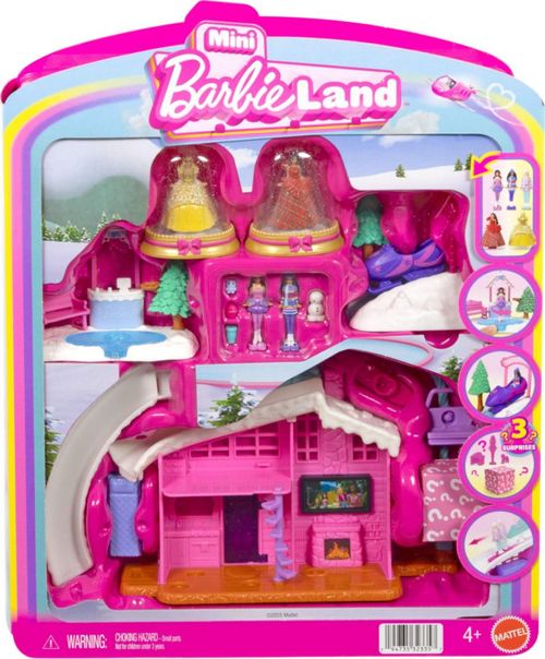 Paquete Barbie Mini BarbieLand que incluye 2 muñecas navideñas, 3 juegos de nieve y otras 3 muñecas de 1,5 pulgadas.