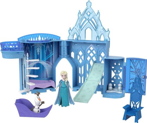 Juguetes de Frozen de Mattel Disney, Elsa Ice Palace Storytime Stackers, juego de casa de muñecas con castillo, muñeca pequeña y