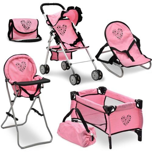 Cochecito de bebé, cama y asiento para muñecas, juego de guardería, accesorios, juego de muebles, trona, bolsa de pañales, juego