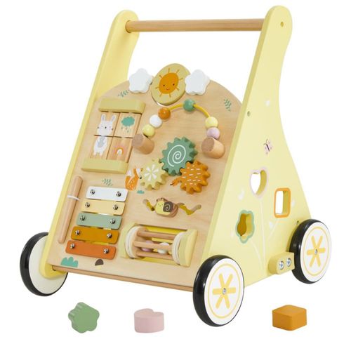 Andador de madera para bebés Labebe, andador de empuje para bebés niños y niñas con centro de actividades, andador Montessori, j