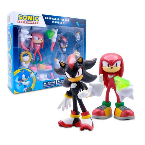 Figuras de acción oficiales de Sonic The Hedgehog Metallic Knuckles y Shadow de 4 pulgadas: para armar, brazos y accesorios inte