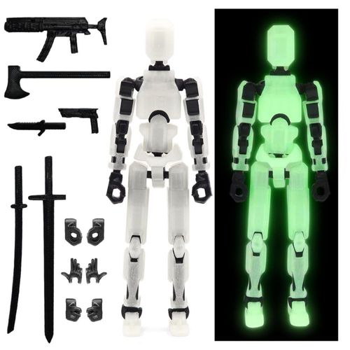 Figura de acción T13 ensamblada de FoxVilla, figura de acción Titan 13 impresa en 3D, muñeco ensamblado Lucky 13 que brilla en l