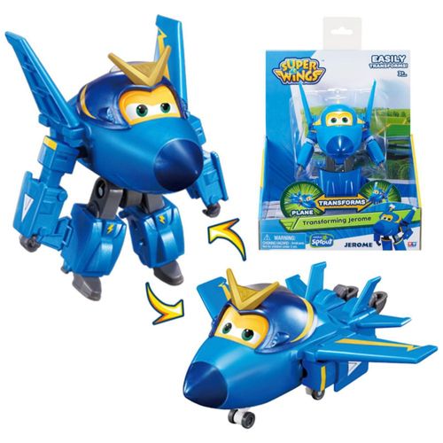 Juguetes transformables Super Wings, figuras transformables de avión Jerome de 5 pulgadas, figuras de acción 2 en 1 de Rescue Bo