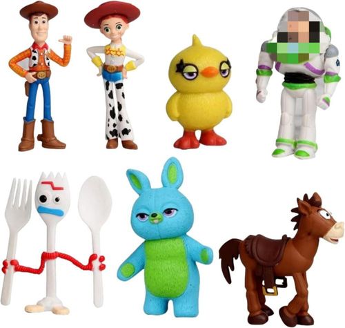 Figuras de acción de 1,5 a 2,3 pulgadas de alto con Woody, Buzz y Jessie, personajes de anime (paquete de 7)