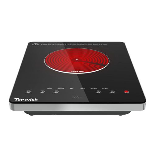 Cocina eléctrica TOPWISH de 110-120 V con un solo quemador, control táctil LED, bloqueo para niños, 10 niveles de potencia, indi