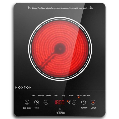 Estufa eléctrica portátil Noxton de 110 V y 1800 W con placa de cocción de un solo quemador, temporizador de 4 horas, 9 niveles