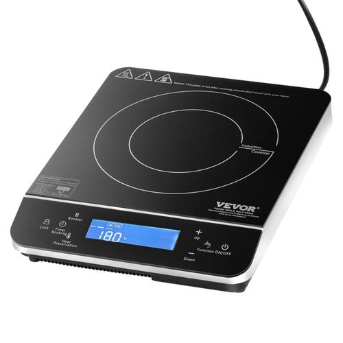 Cocina eléctrica portátil VEVOR, quemador de inducción de 1800 W con 9 ajustes de temperatura, placa calefactora de encimera con