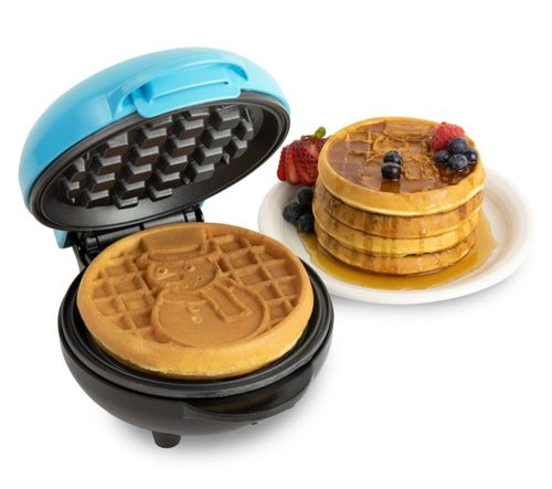 Nostalgia MyMini - Wafflera eléctrica personal con forma de muñeco de nieve, superficie de cocción de 5 pulgadas, ideal para pap