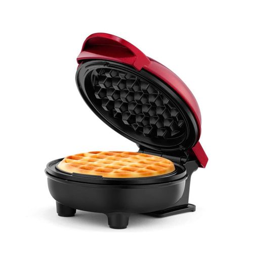 Waflera personal antiadherente Holstein Housewares, color rojo metálico - Wafles de 10 cm en minutos