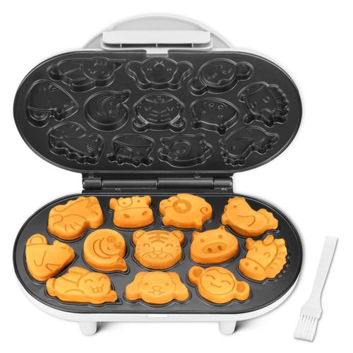 Mini waflera con forma de animal de SugarWhisk para niños, mini máquina para hacer panqueques con 12 moldes diferentes de animal