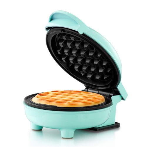 Waflera personal/mini de Holstein Housewares, antiadherente, color menta. Wafles de 10 cm en minutos. Ideal para desayuno, brunc