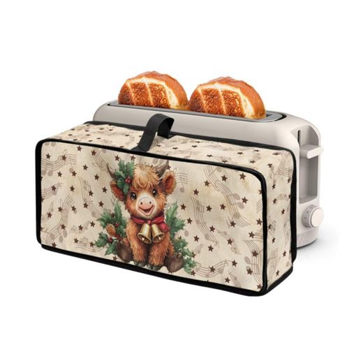 Viuacagoru - Funda para tostadora navideña de 2 rebanadas, lavable y antipolvo, diseño de vaca de las Tierras Altas, decoración