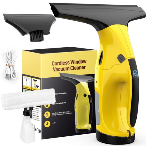 Aspiradora de ventanas Kiato WC09 inalámbrica y recargable con 2 escobillas (28 cm + 17 cm). Aspiradora eléctrica para ventanas,