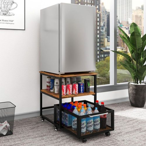 PUNCIA - Mini refrigerador de 19,7 x 19,7 pulgadas con almacenamiento y ruedas, resistente, con estante ajustable, mesa, soporte