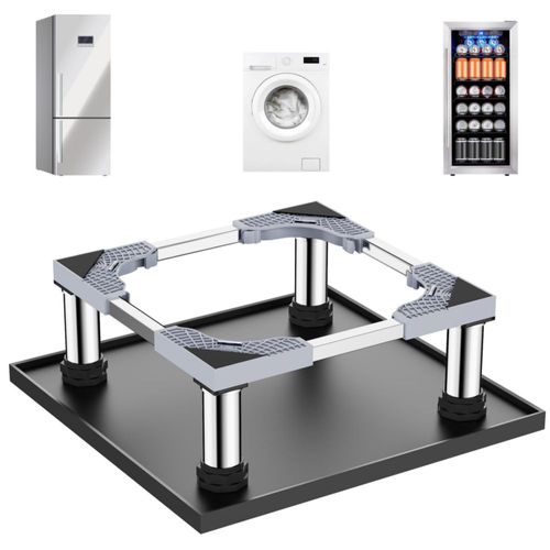 Soporte para mini refrigerador con bandeja de silicona, ajustable de 24'' x 24'' con 4 patas de acero inoxidable, ideal para dor