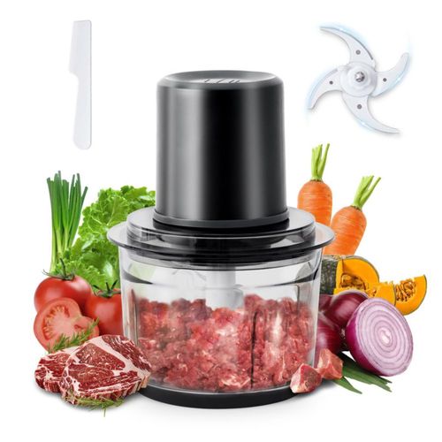 Olayks. Procesador de alimentos, picadora de carne eléctrica con 4 cuchillas de acero inoxidable, 1.2 L, procesador de carne peq