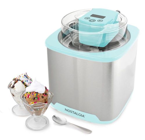 Máquina para hacer helados eléctricos Nostalgia de 2 cuartos: prepare helado, gelato, sorbete y yogur helado caseros. No necesit