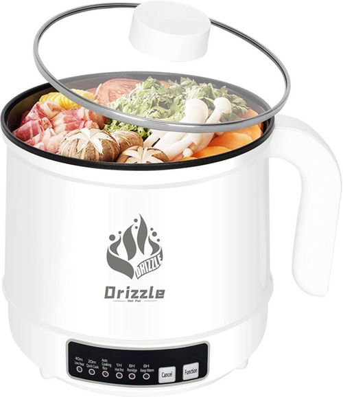 Olla eléctrica Drizzle de 1,7 l, multifuncional, antiadherente, para cocina rápida de ramen, ideal para dormitorios y oficinas,