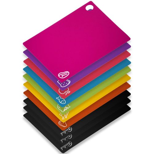 Tablas de cortar flexibles GoodLuck de 10 piezas con orificio para colgar, de plástico sin BPA para cocina, antideslizantes para