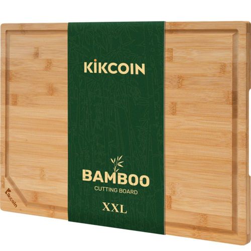 Tablas de cortar de bambú para cocina, extragrandes, de madera, con ranura profunda para jugos y asa, resistentes, Kikcoin, 50 x