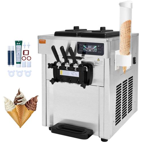 Máquina de helados comercial VEVOR, rendimiento de 18-28 l/h, 1850 W, máquina para hacer helados suaves de mostrador de 3 sabore