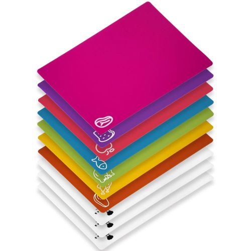 10 tablas de cortar flexibles de plástico sin BPA para cocina, alfombrilla antideslizante para carne y verduras, ideal para Acci