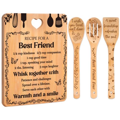 Regalos de cumpleaños para mejores amigas para mujeres: juego de tabla de cortar de bambú, regalos de amistad para mejores amiga