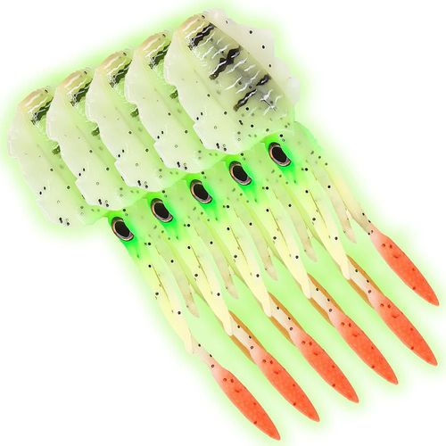 Señuelo tricolor para pesca MXSQH-005 SquidWhite Señuelo blanco rojo negro