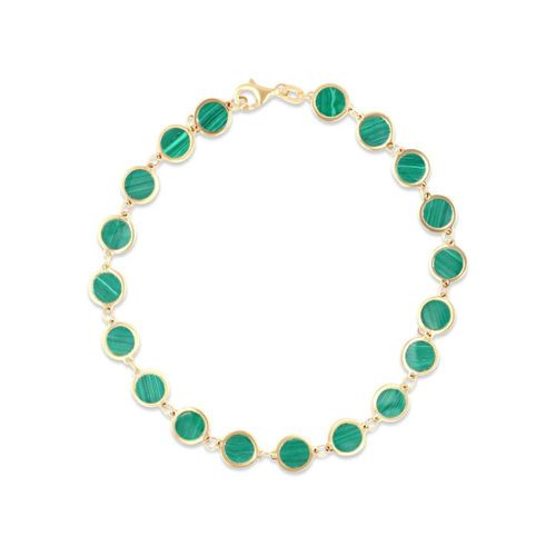 PULSERA ORO AMARILLO 14K CON MALAQUITA (19CM APROX)