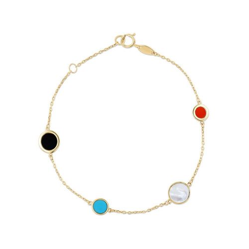 PULSERA DE ORO AMARILLO 14K CON PIEDRAS DE COLOR (18.5CM APROX.)